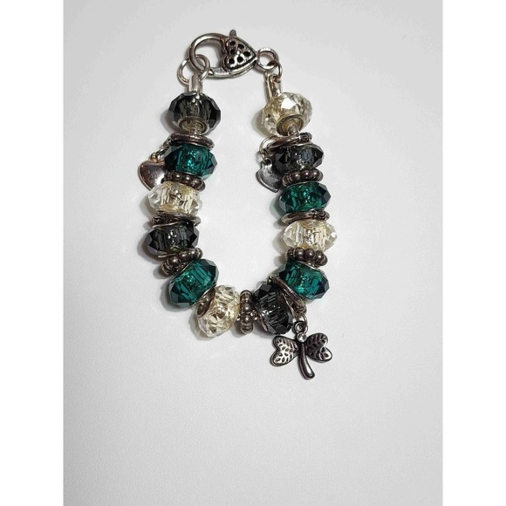 Brighton Multicolor‎ Beaded Shamrock Heart Charm Bracelet